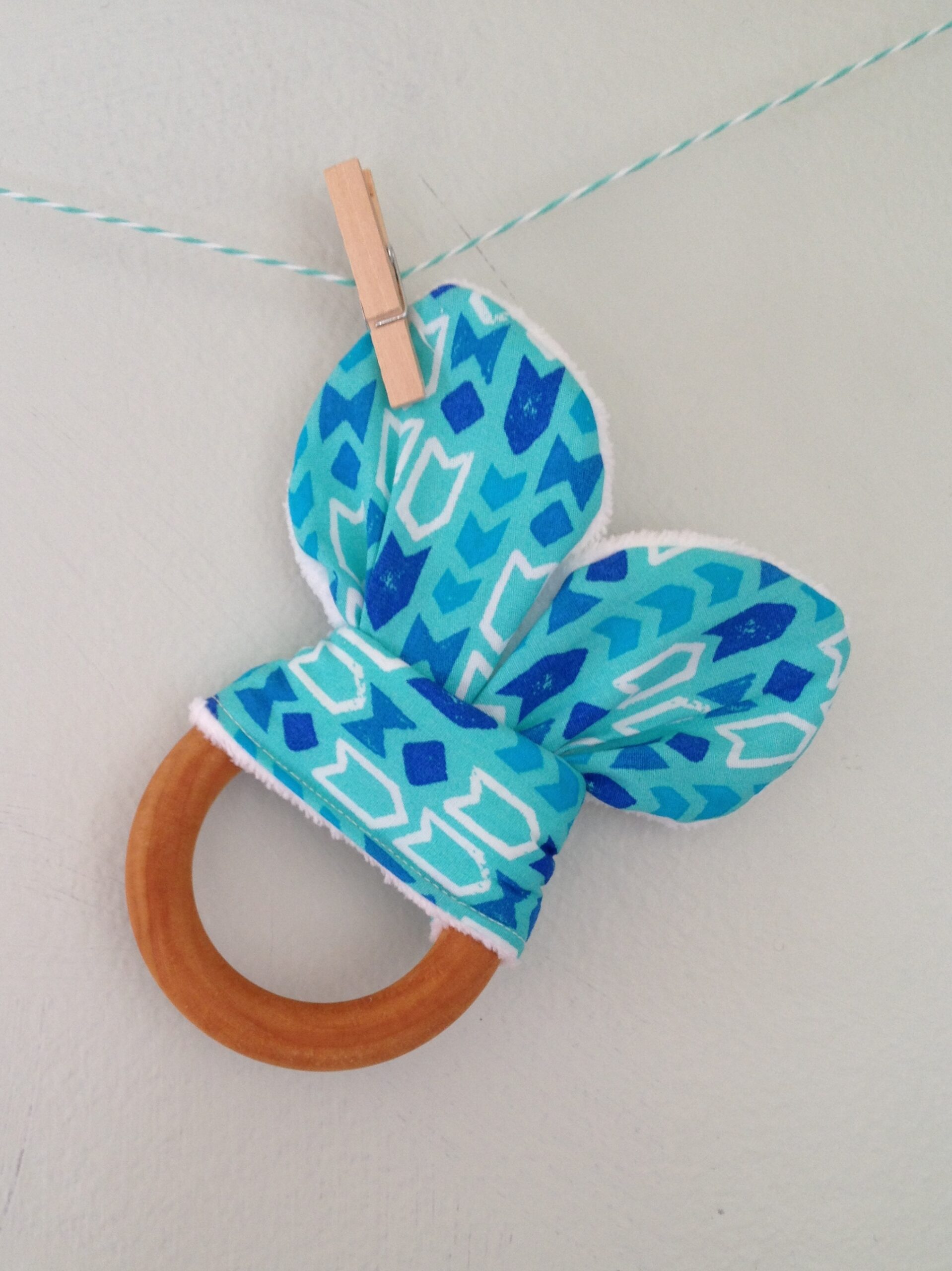 Bunny Ear Crinkle Teething Ring